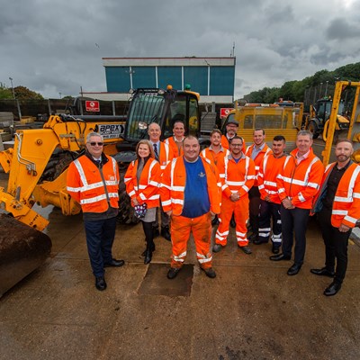 Picture shows City Highways staff and apprentices with Cllrs Clarke and Myers (back)