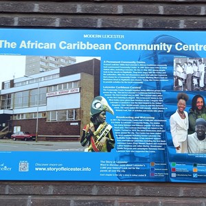 A picture of the new heritage information panel at the African Caribbean Centre in leicester