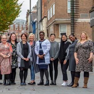 Picture shows Cllr Sarah Russell (on the right) with staff from Leicester City Council children’s services
