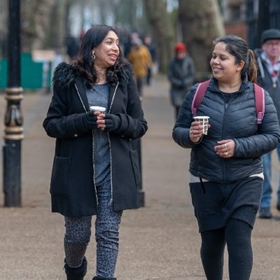 An image of two women walking in Leicester