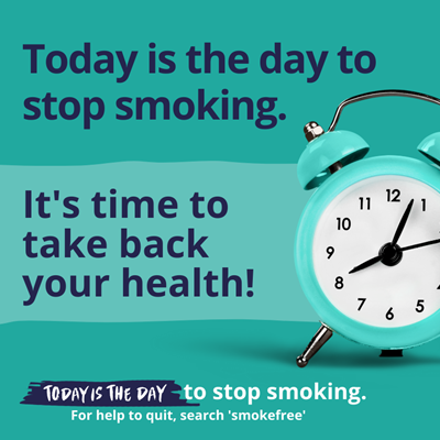 A graphic encouraging people to stop smoking - it's time to take back your health