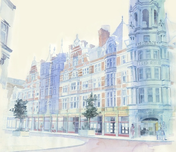 Artist's impression of how the redesigned shopfronts could look under the Grand Hotel on Granby St