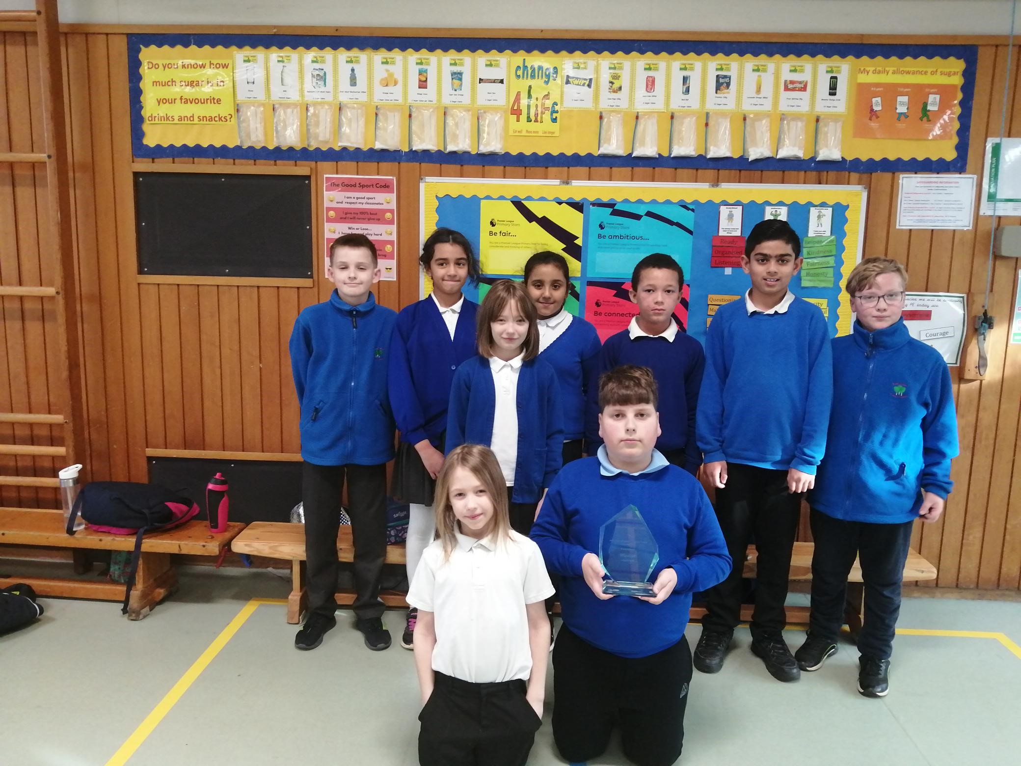 Stokes Wood Primary School pupils with their award
