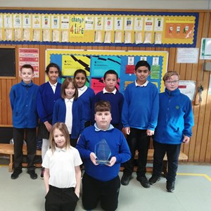 Stokes Wood Primary School pupils with their award