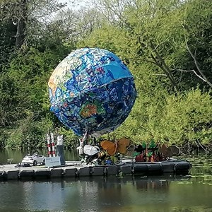 Globe made of waste
