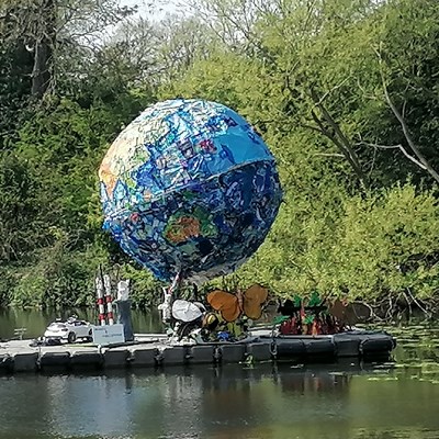Globe made of waste
