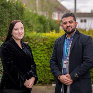 Leicester resident Jessica with her income management officer from Leicester City Council, Wasim Karim, who referred her to Beam