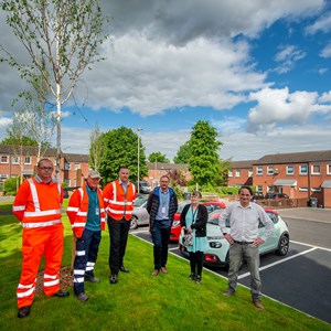 Picture shows Cllr Clarke (right) with city council housing and highways staff