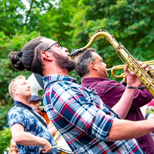 Musicians playing at Riverside Festival
