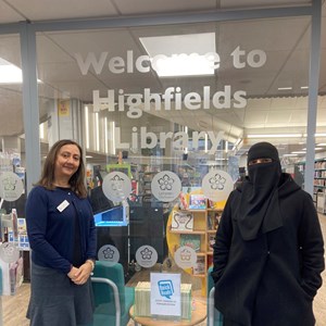 Picture shows Jay (left) and Shamima at Highfields Library