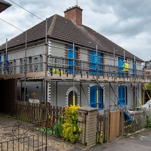 Solid wall insulation being fitted to properties on Heather Road