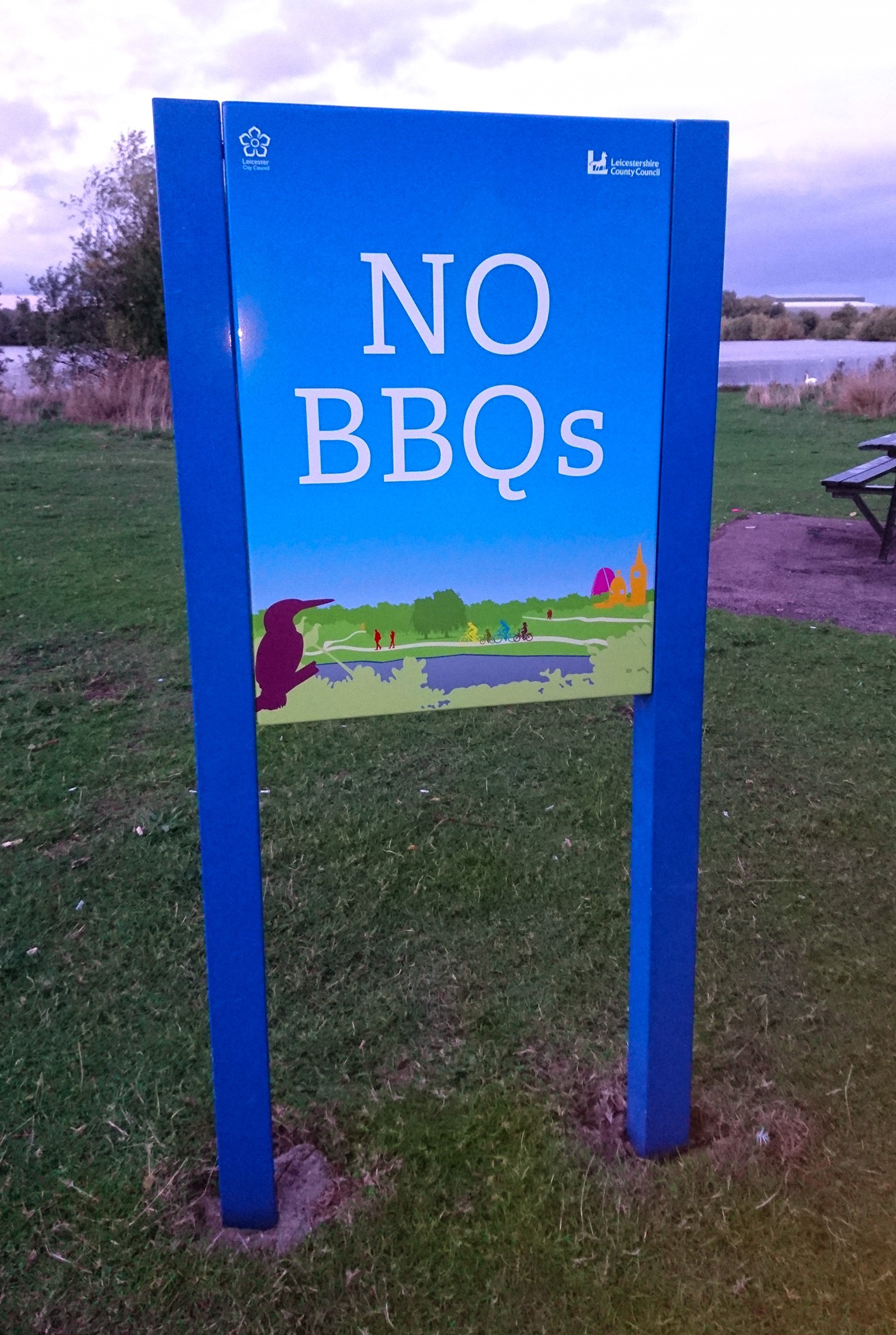 A No BBQs sign in a Leicester park