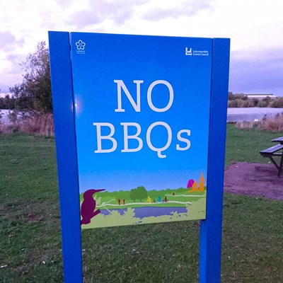 A No BBQs sign in a Leicester park