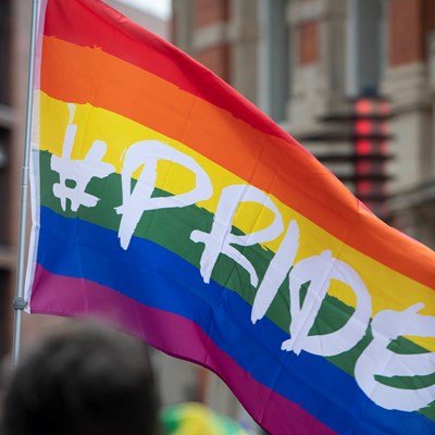 Pride flag in parade