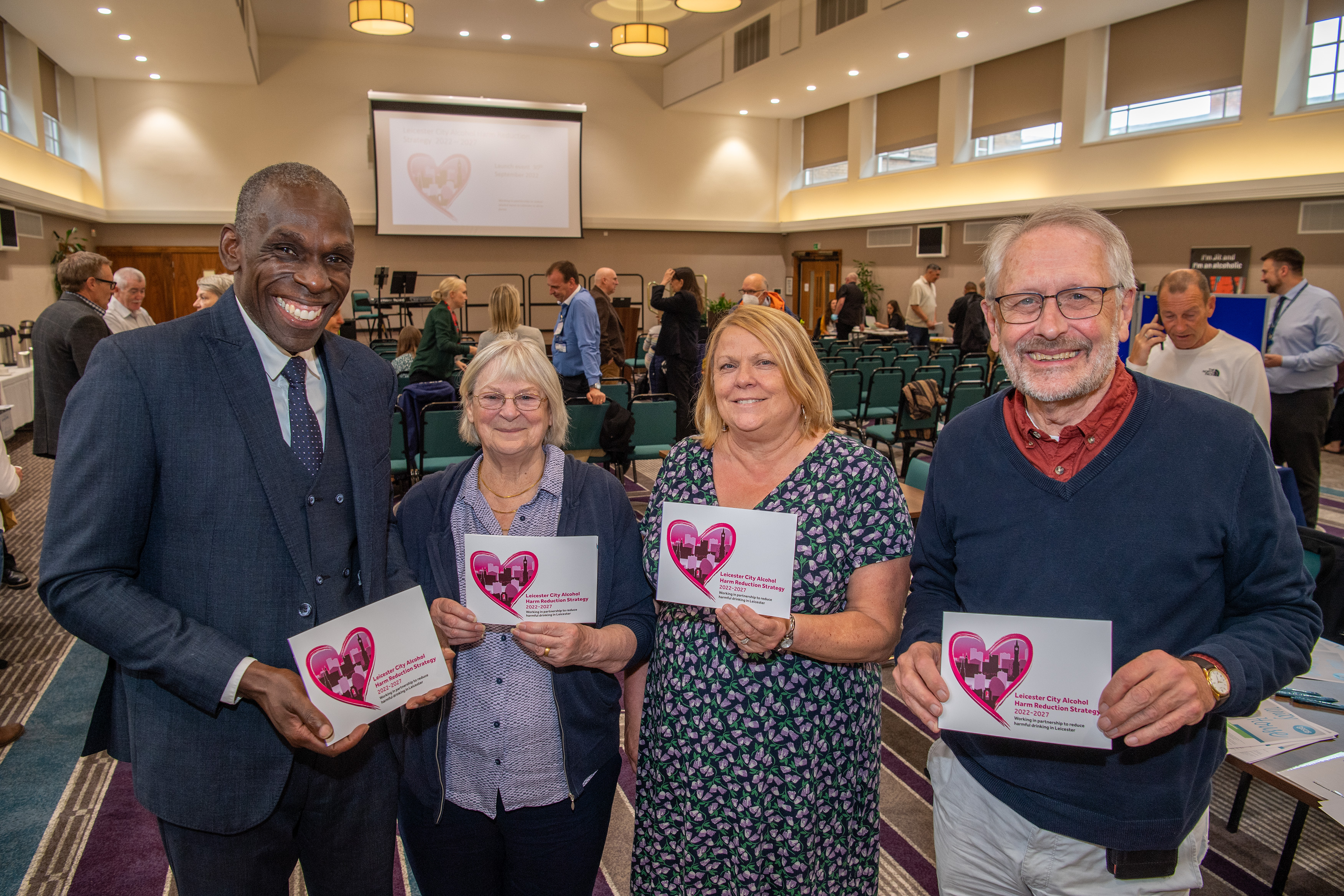 Director of public health Ivan Browne; Cllr Vi Dempster, public health consultation Julie O Boyle and City Mayor Peter Soulsby at the launchthe city council's