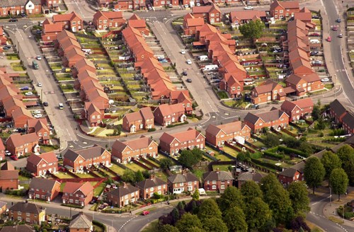 Aerial view of houses in Leicester