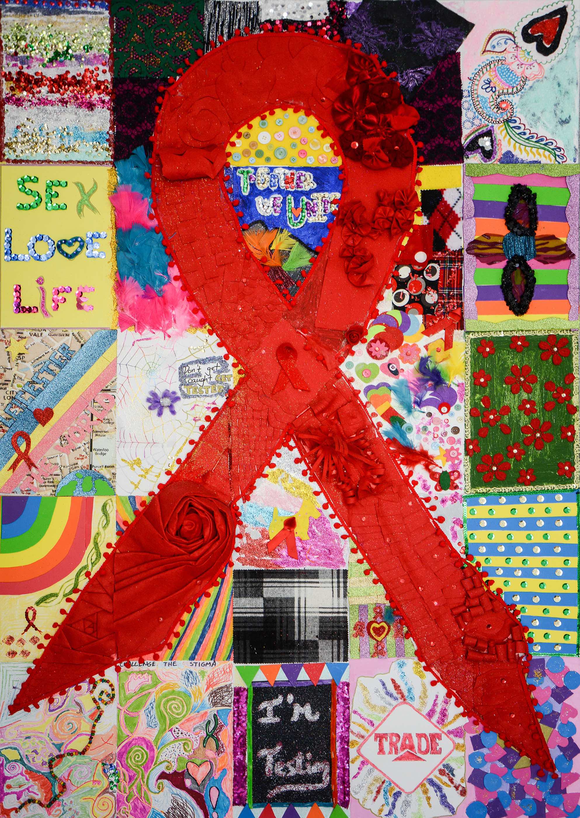 New Exhibition Charts HIV AIDS Epidemic In Leicester   Red Ribbon Artwork A0 002 Copy 