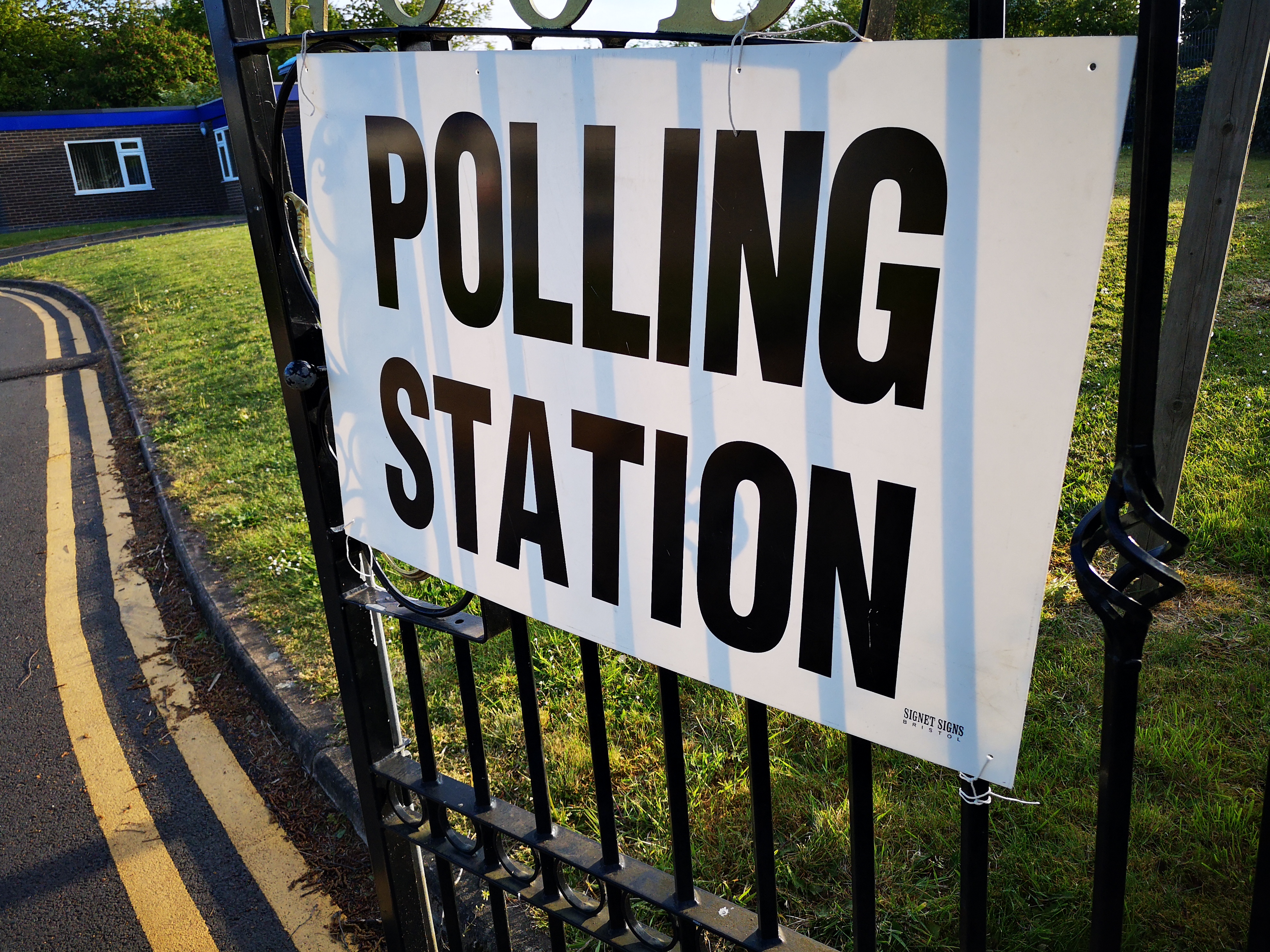 Polling station sign