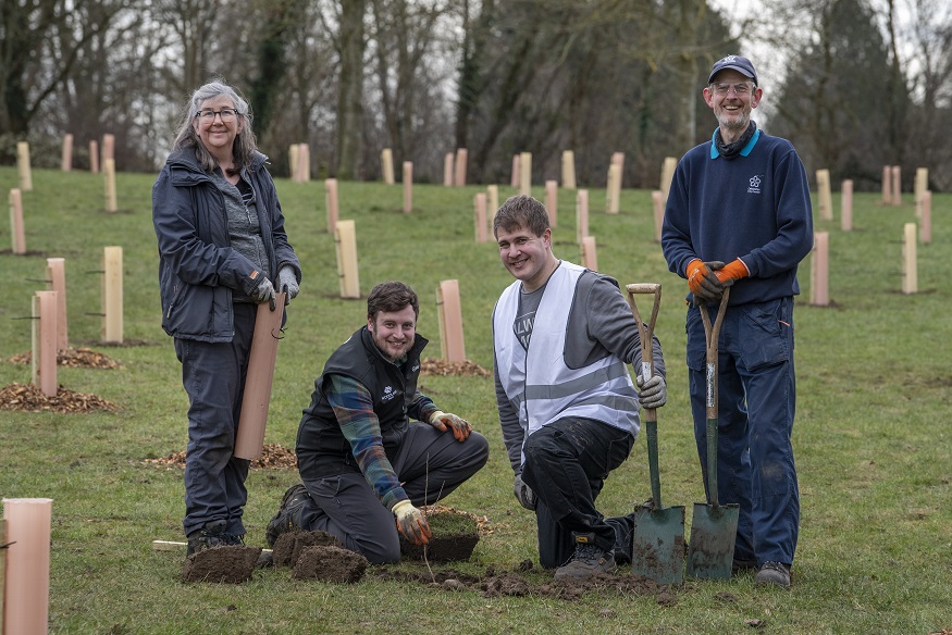 Knighton Park tree planting. Pictured are Samantha Woods from the Saving Saffron Brook project, Jack Starbuck from the Woodland Trust, Leicester Environmental Volunteer Chris Waterfield and Rob Sayer from Leicester City Council parks