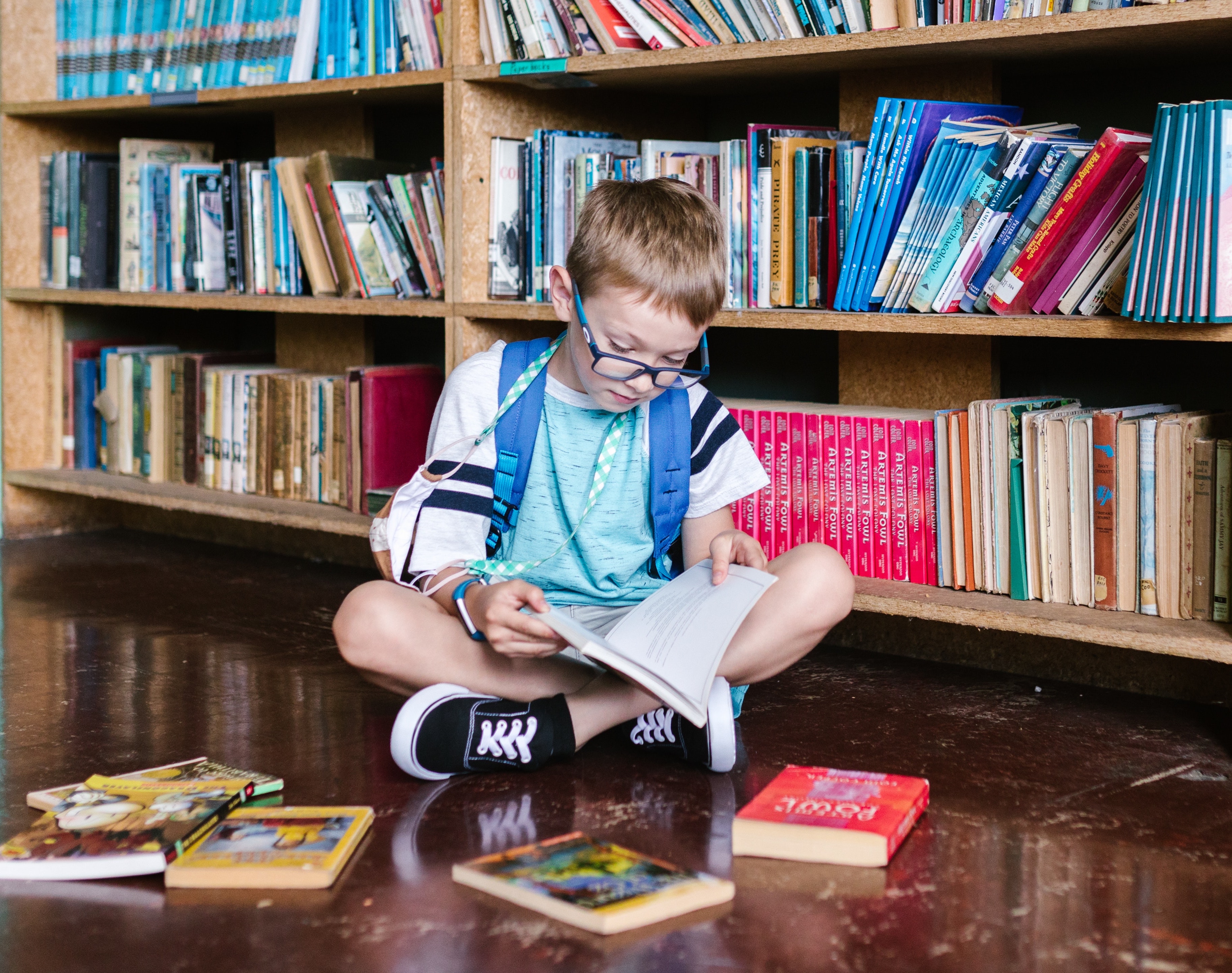 Boy with books