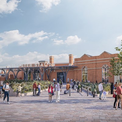 Artist's impression of railway station main approach