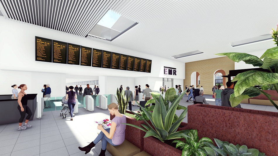 Railway station ticket hall artist's impression