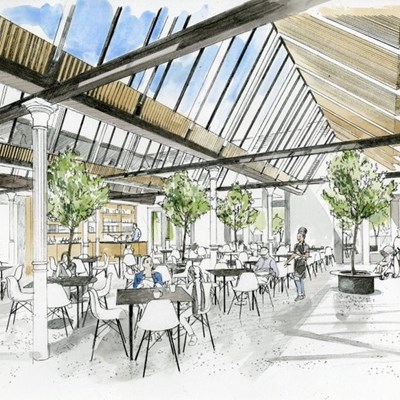 Artists impression of new cafe at Leicester Museum and Art Gallery