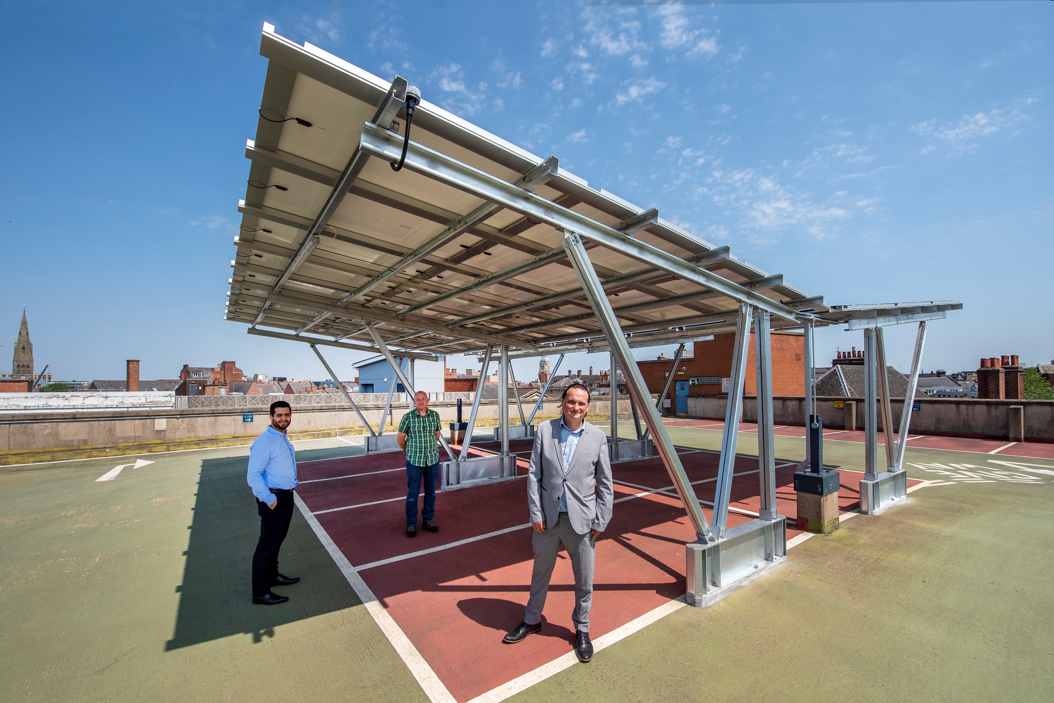 Cllr Adam Clarke with the new solar panels