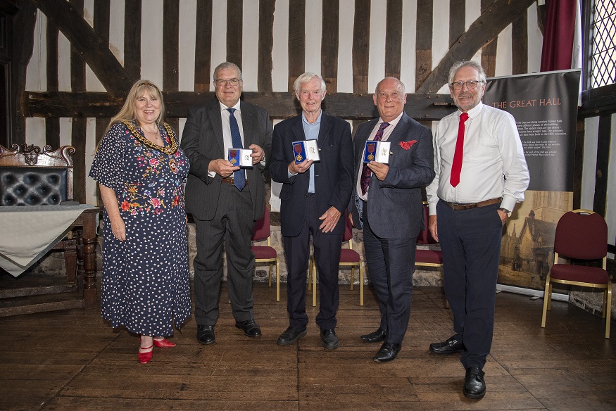 Pictured from left: Lord Mayor of Leicester Cllr Dr Susan Barton; Dr Richard Buckley OBE; Professor Emeritus Ken Pounds CBE; Professor Emeritus Kevin Schürer; and, City Mayor Peter Soulsby.