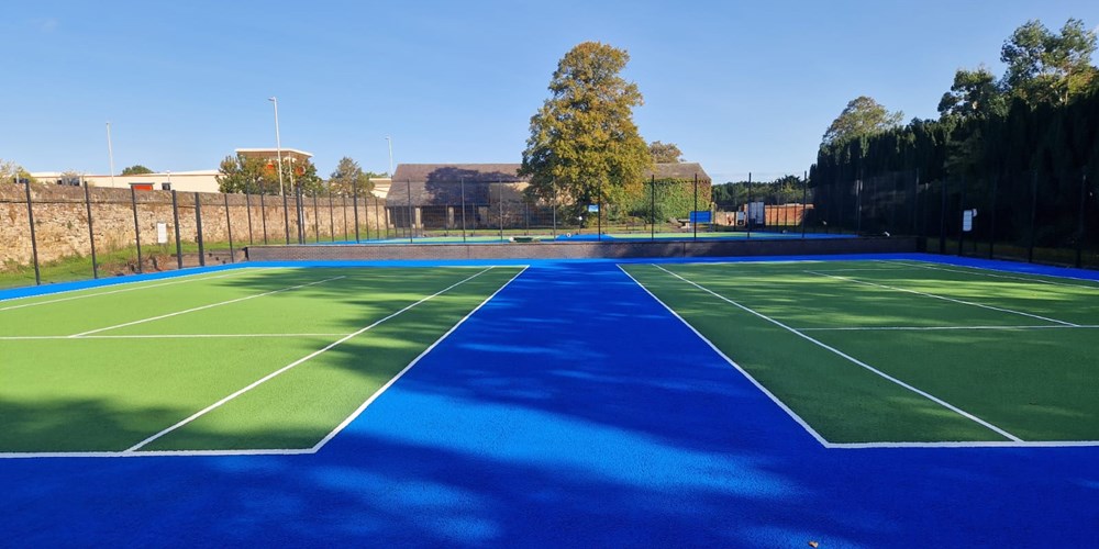 Tennis court refurbishment in progress at Abbey Park