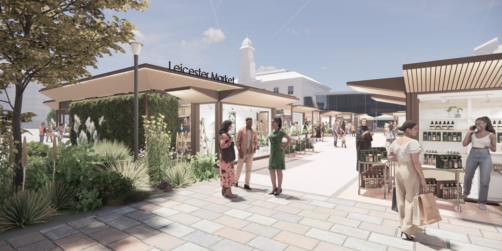 An artist's impression shows one view of the revamped Leicester Market