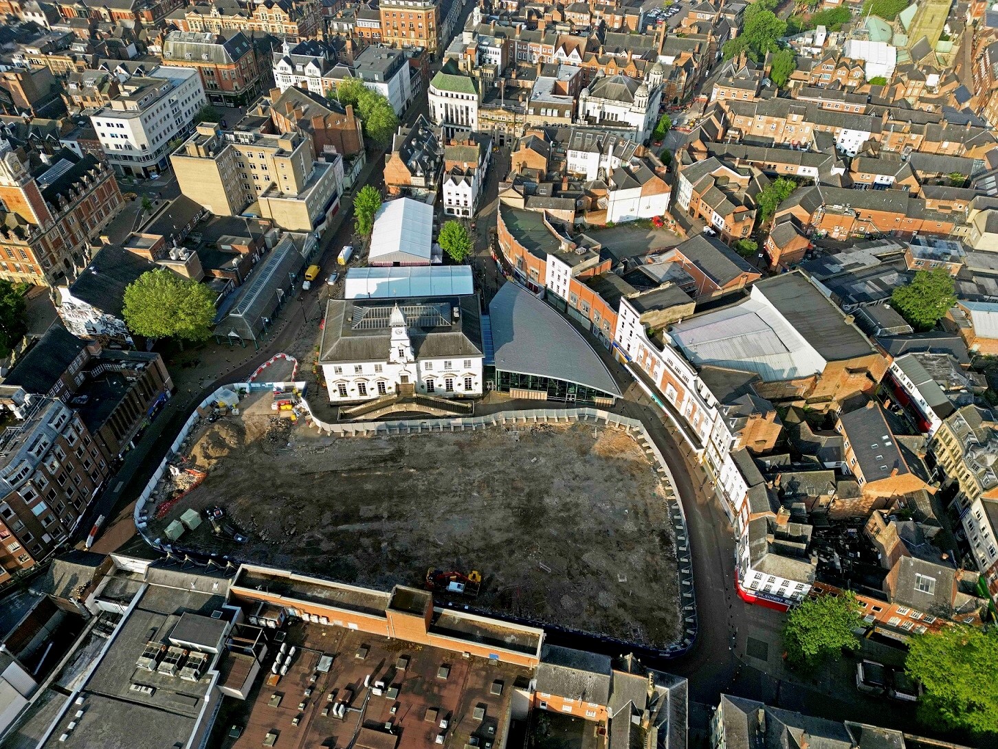 Aerial view of the market area following demolition work