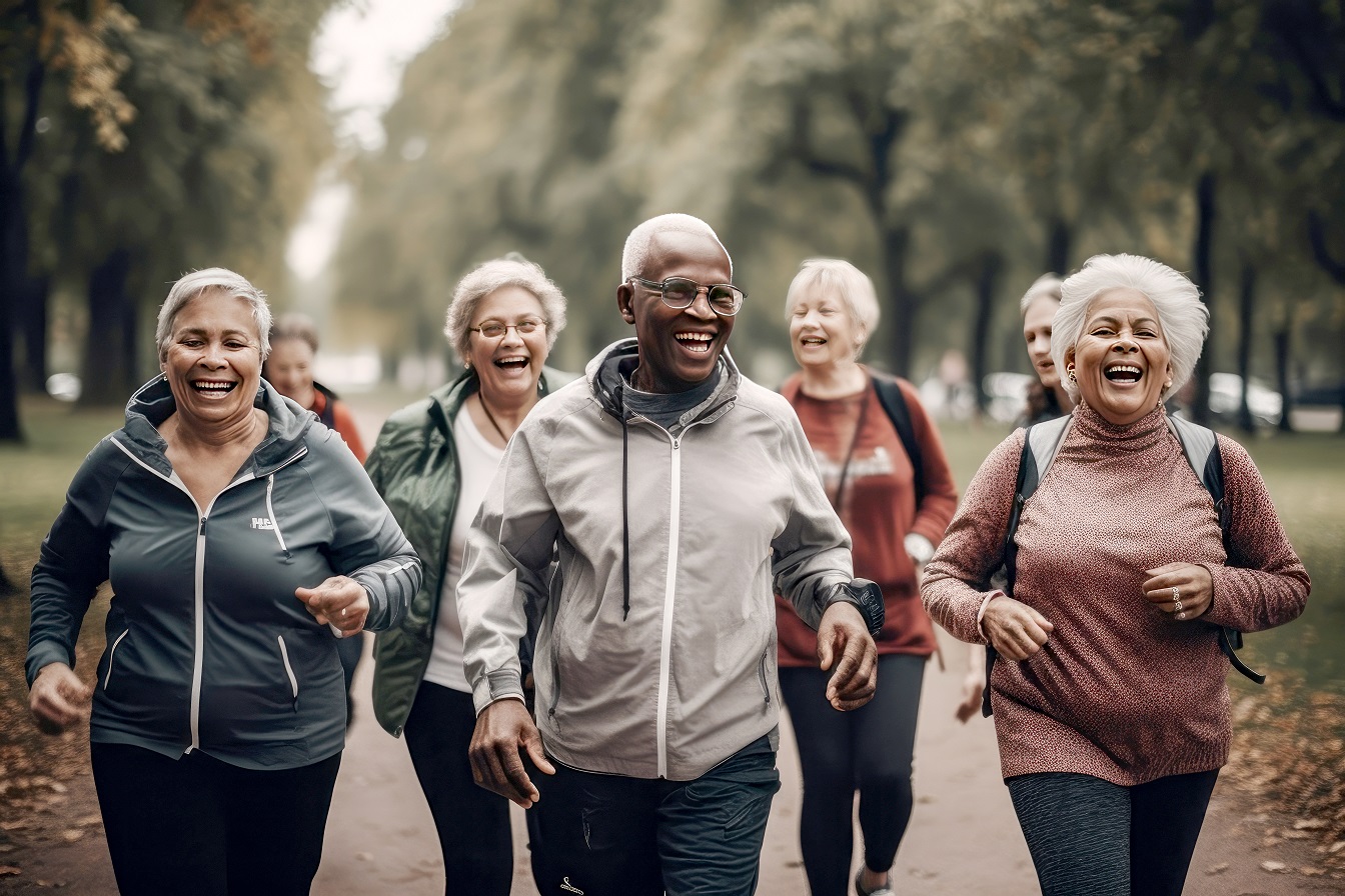 Stock image of people walking
