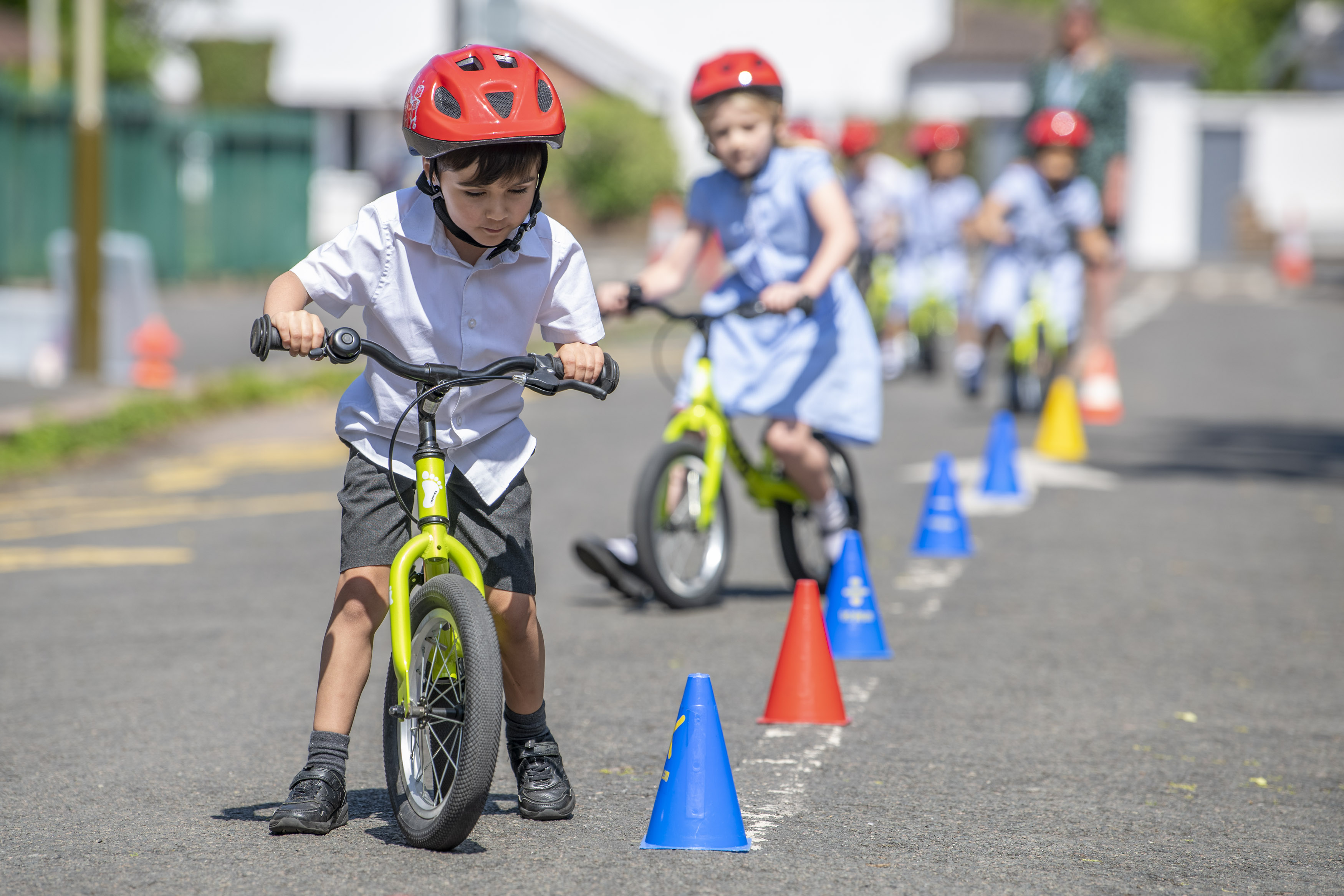 Pupils taking part in cycling skills