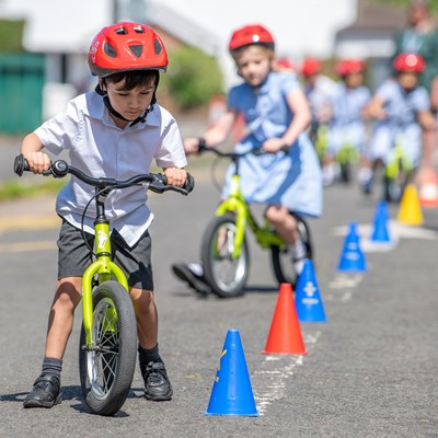 Pupils taking part in cycling skills
