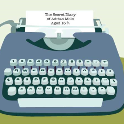 Adrian Mole ride graphic of a typewriter and bikes