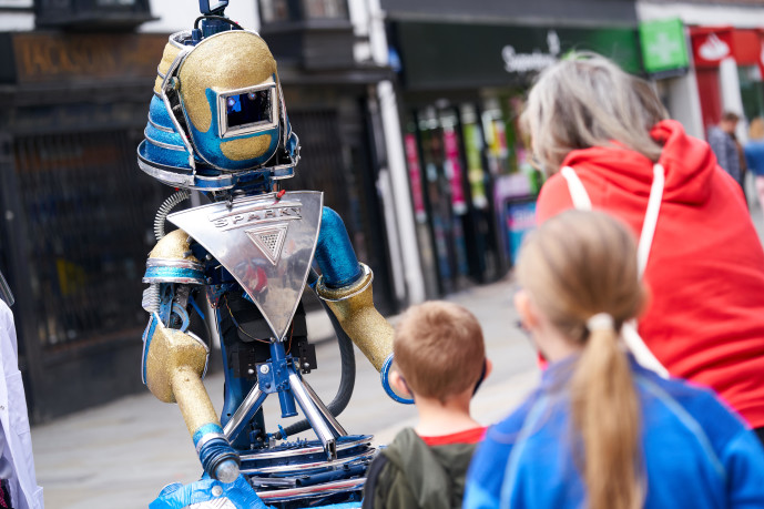 Sparky the Robot, who will be visiting libraries over the summer