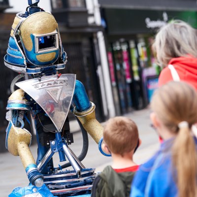 Sparky the Robot, who will be visiting libraries over the summer