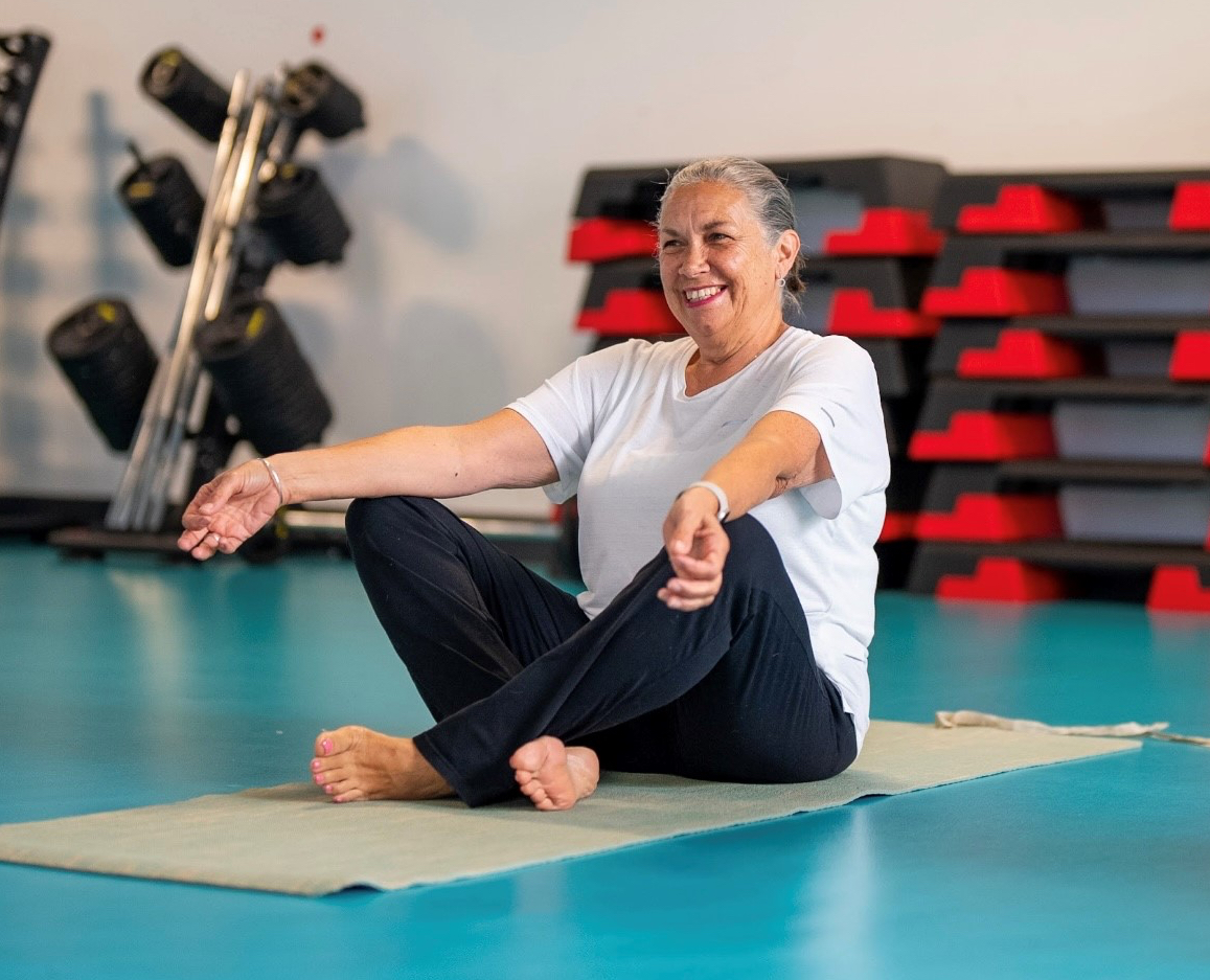 Woman takes part in exercise class