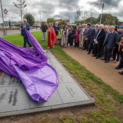 The Lord Mayor unveils new commemorative paving in Leicester