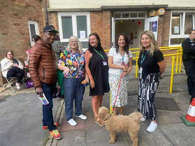 Pictured l-r at the Burns Flats are ward councillors George Cole and Vi Dempster; community worker and volunteer Jo Randall, and council housing staff Gurjit Kaur Minhas and Mandy Smith