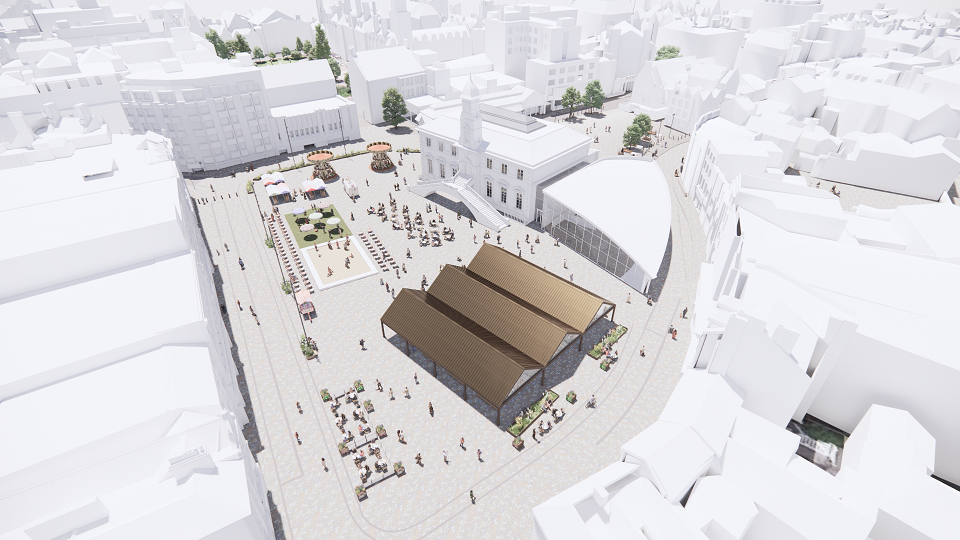 Artist's impression showing aerial view of new market proposal