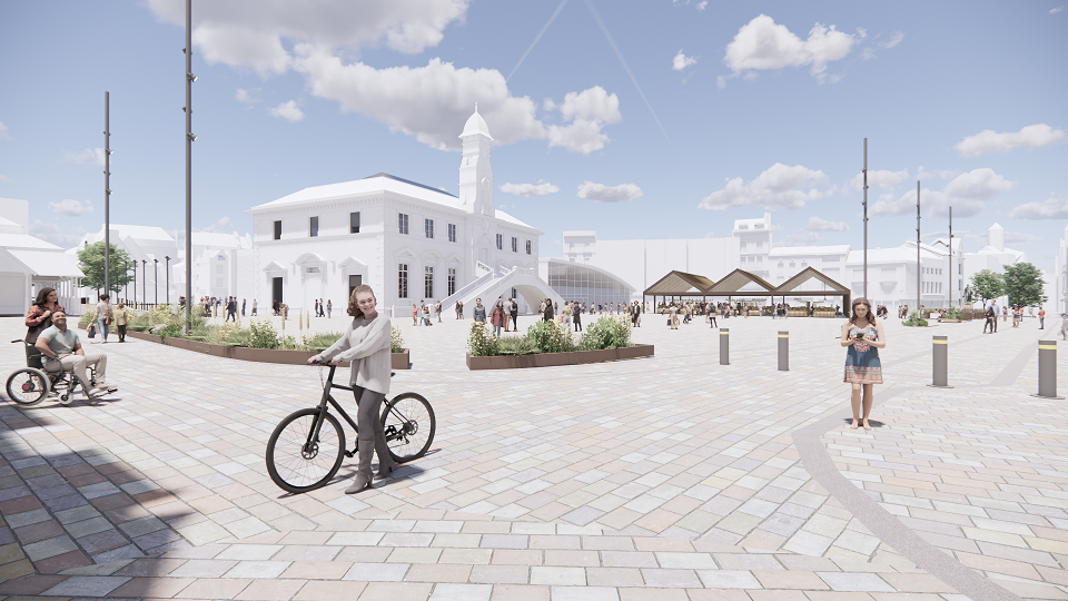 Artist's impression of new market proposal - Market Place approach