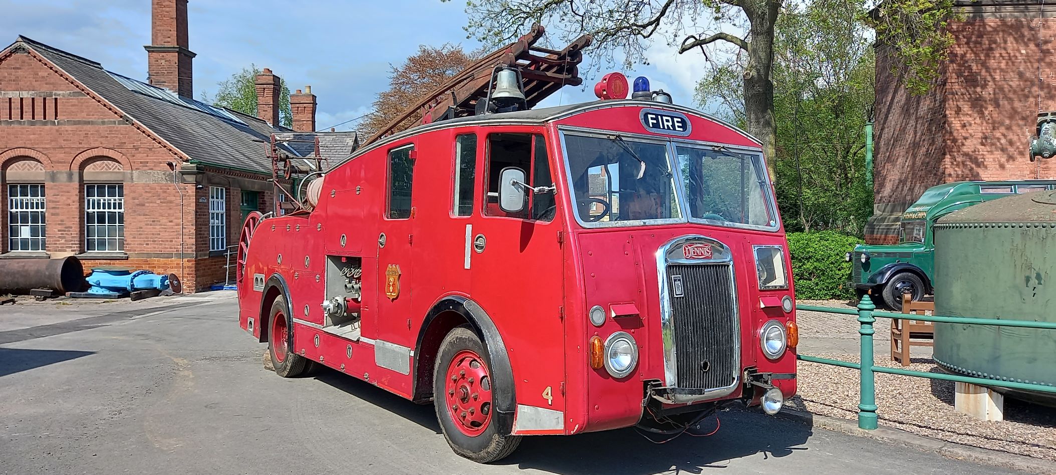 A vintage fire engine at Abbey Pumping Station