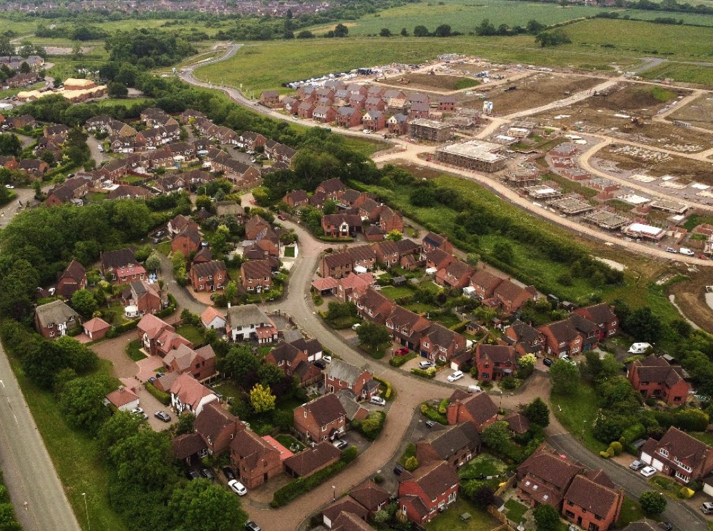 Aerial view of buildings and roads