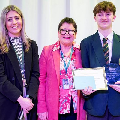 Cllr Elaine Pantling (centre) with award winner Cohen Smith and nominator Jemma Cox