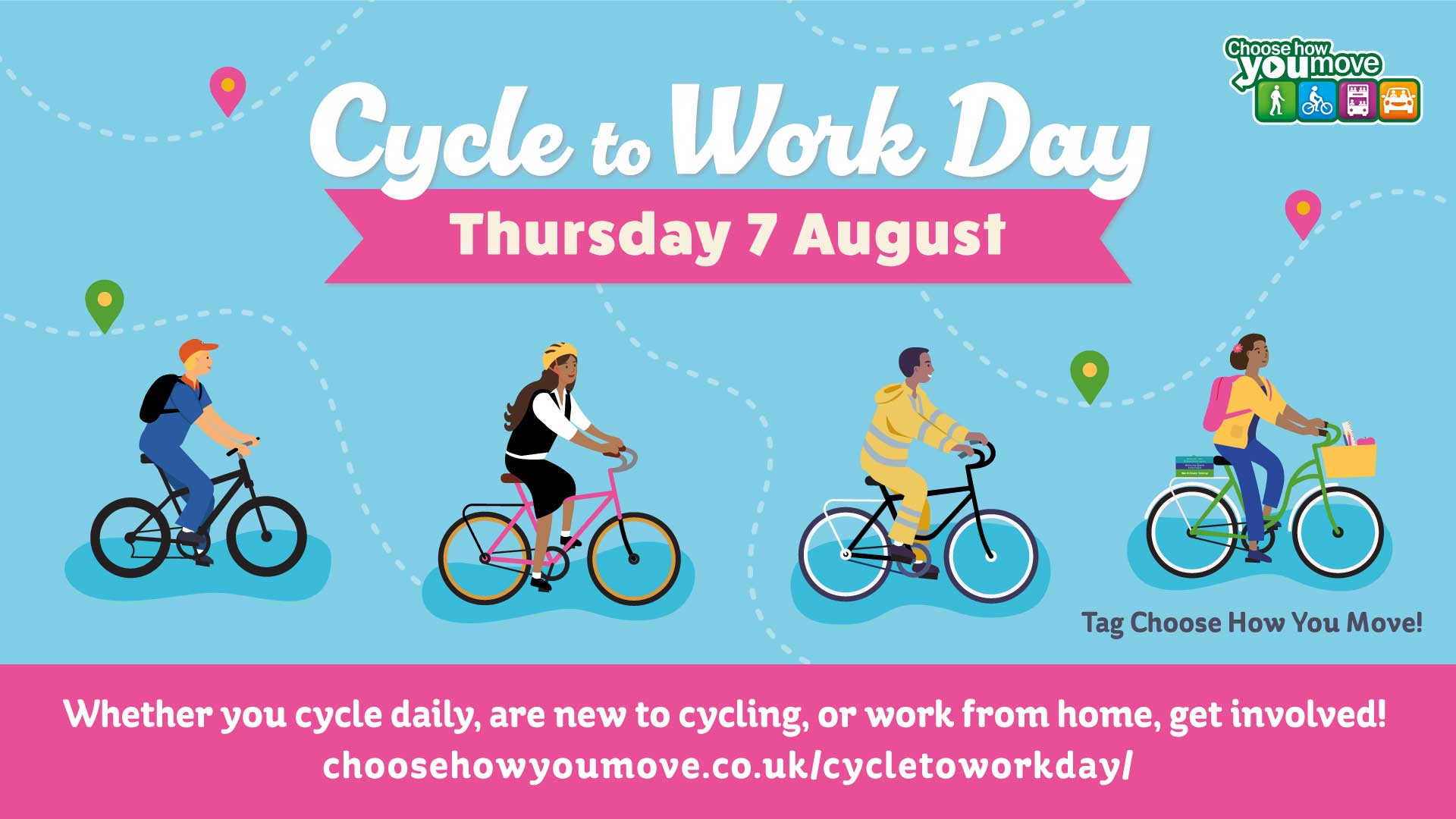 A graphic promoting Cycle to Work day on 7 Aug 2025