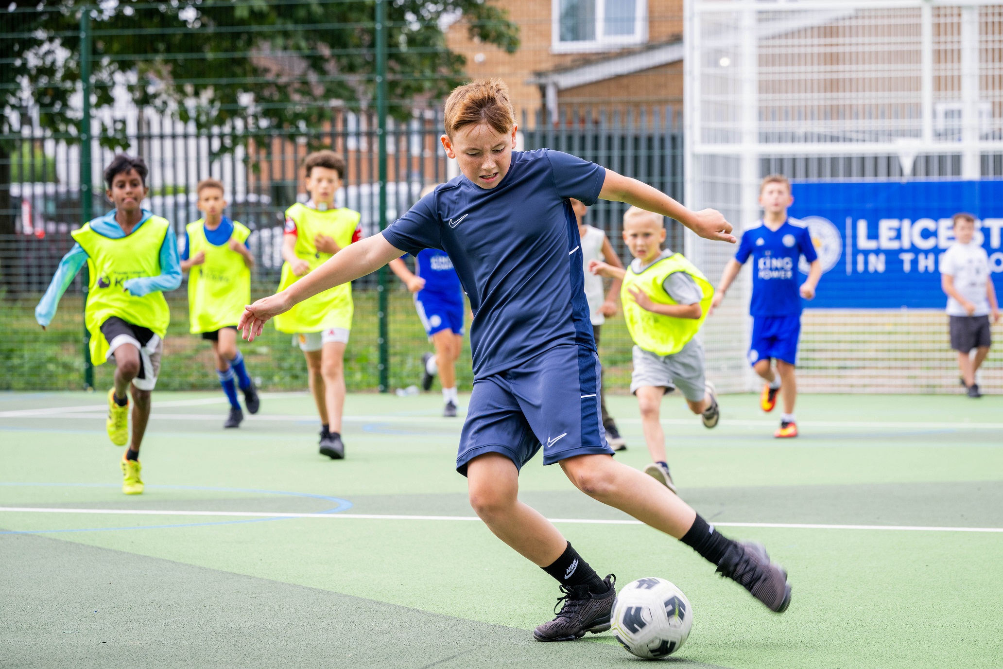 A young footballer on the new PlayZone court in Eyres Monsell