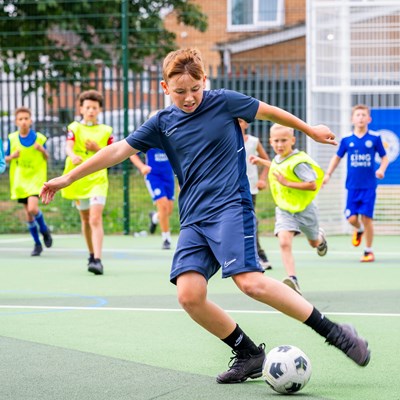A young footballer on the new PlayZone court in Eyres Monsell
