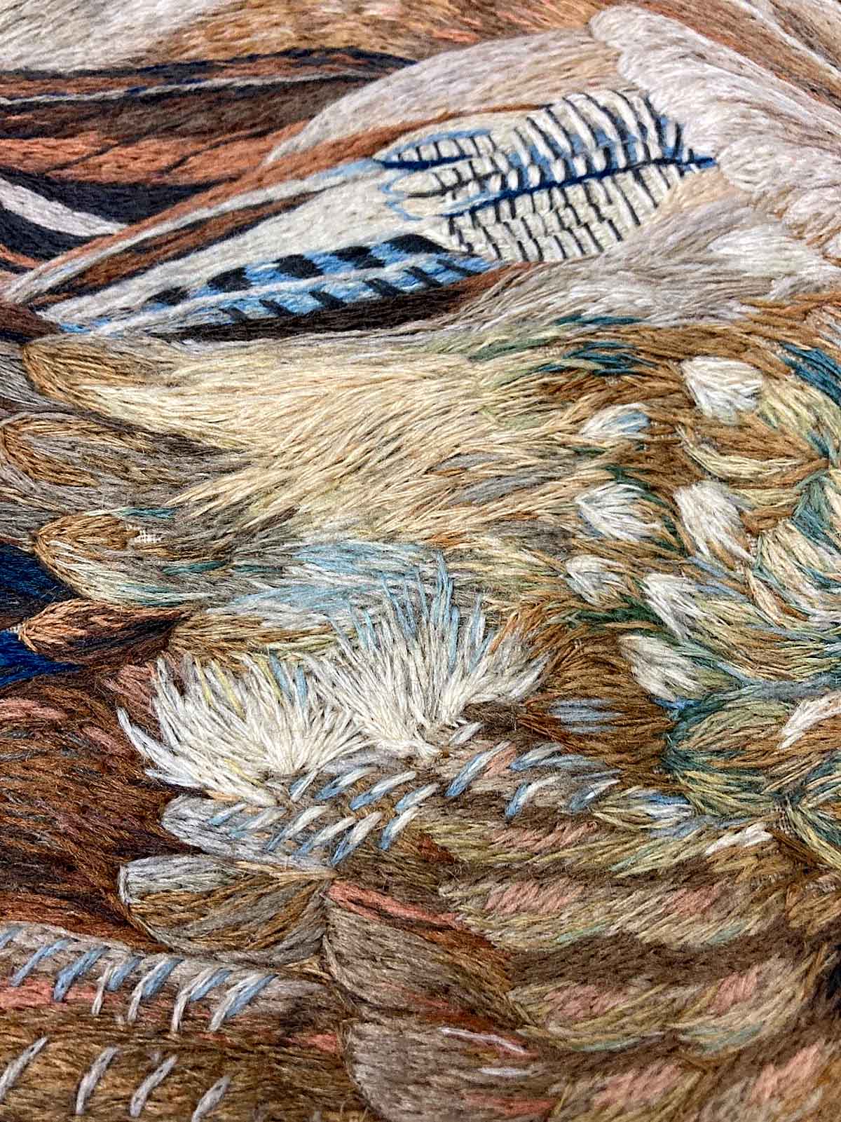Detail of Woodpecker and Jay by Mary Linwood
